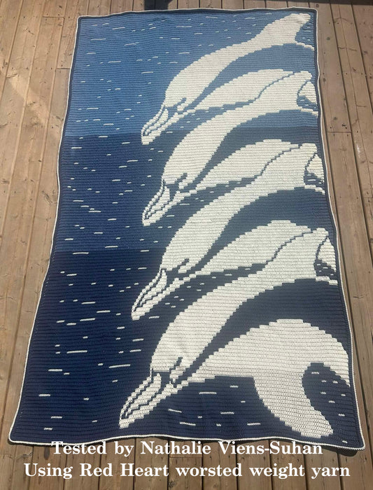 CROCHET PATTERN - Mosaic Dolphins, PDF Digital Download