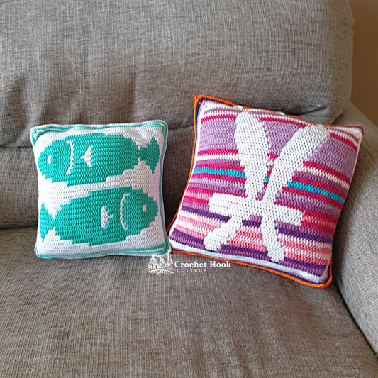 Crochet Pattern - Pisces Cushion Cover - mosaic crochet pattern