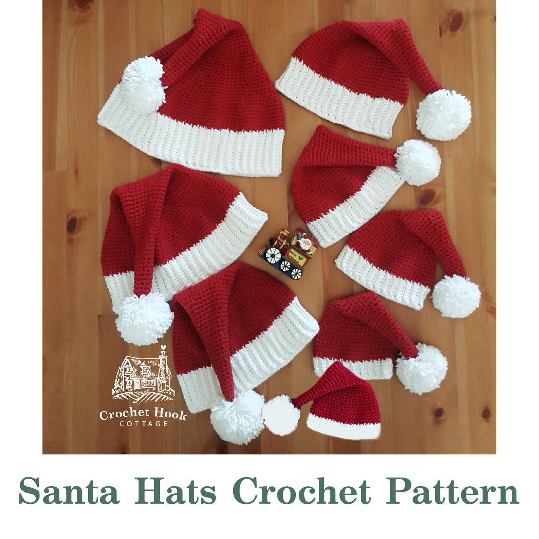 New Crochet Pattern - Santa Hats in Eight Different Sizes