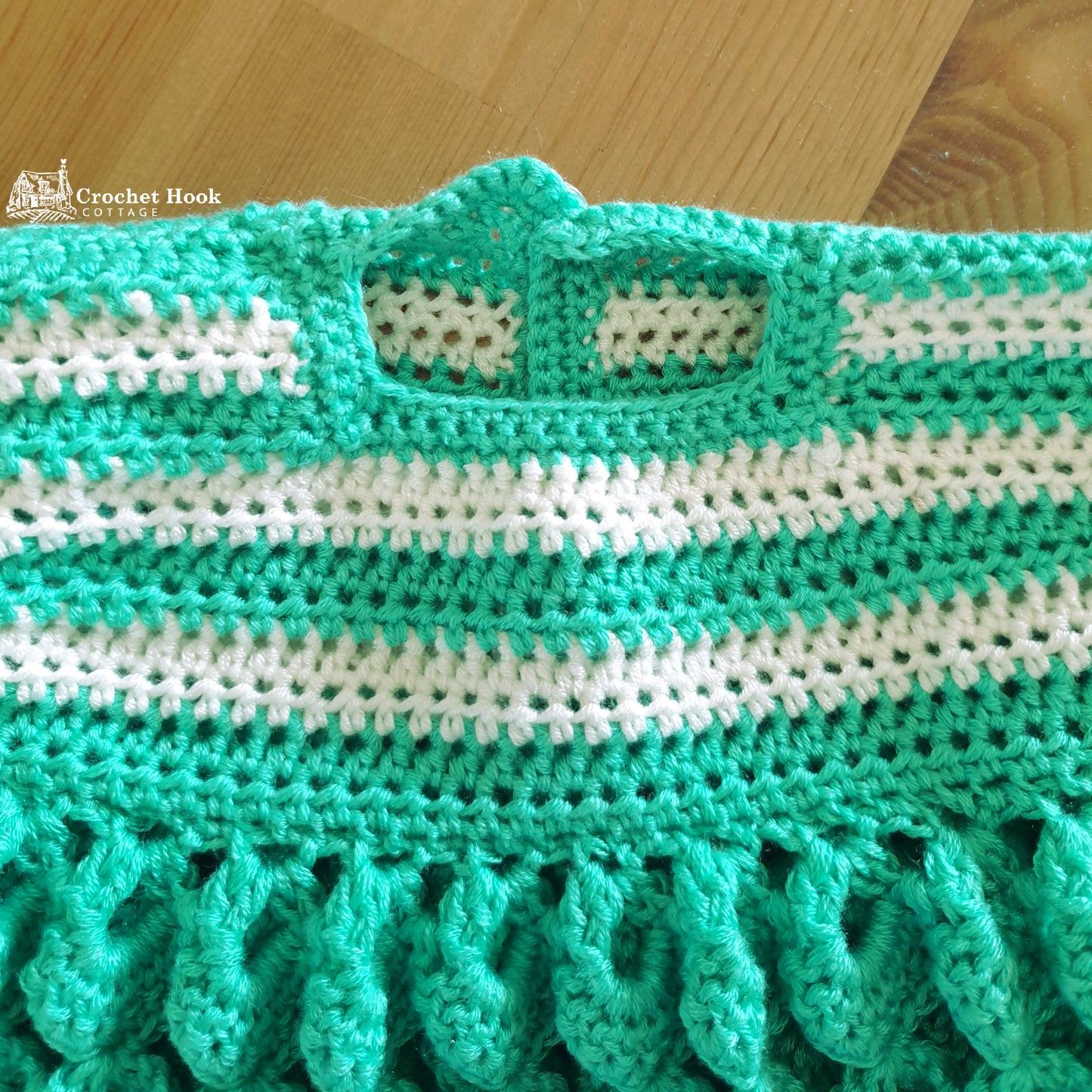 Dainty Crochet Smock, 70s style newborn baby dress