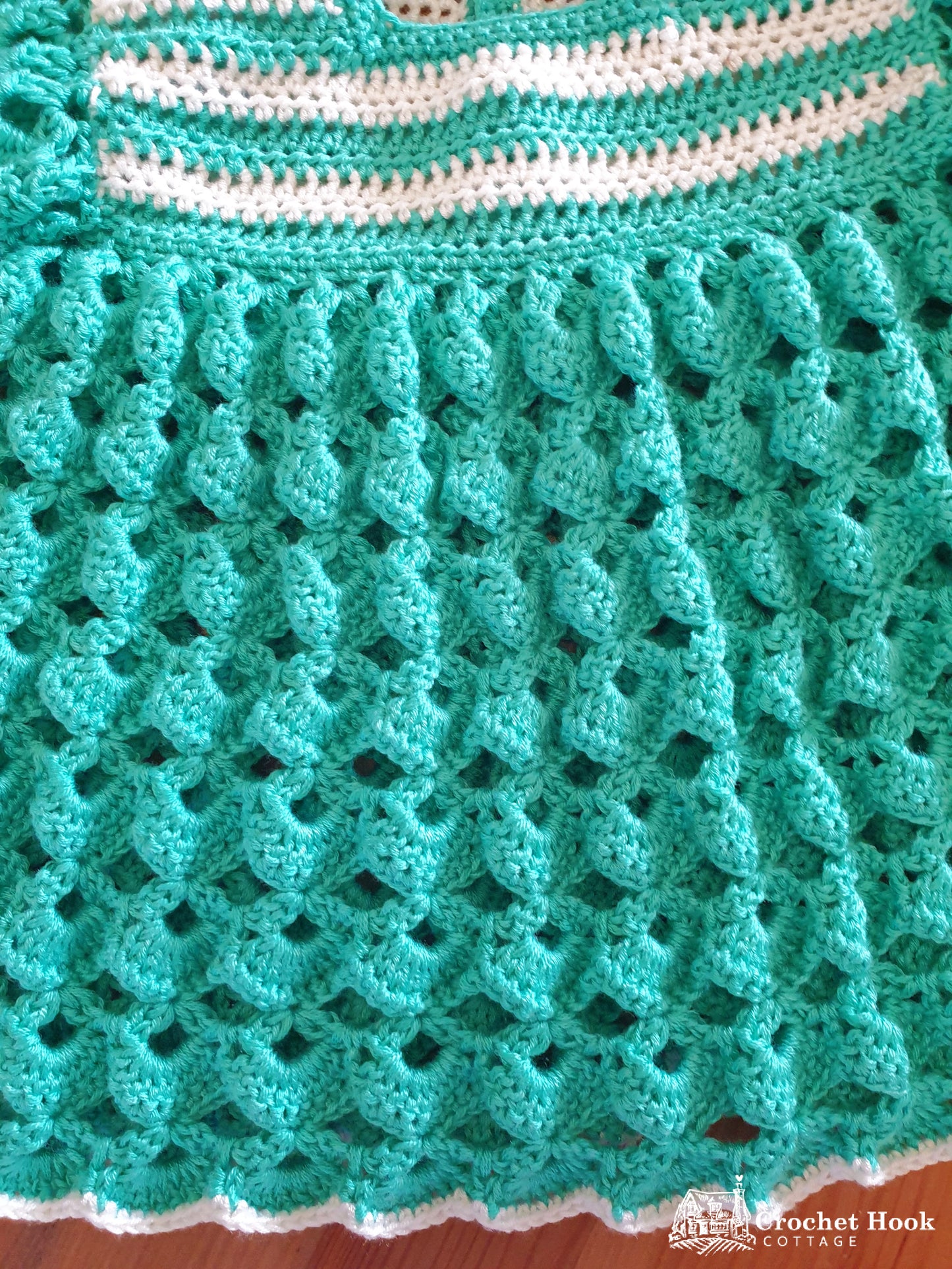 Dainty Crochet Smock, 70s style newborn baby dress