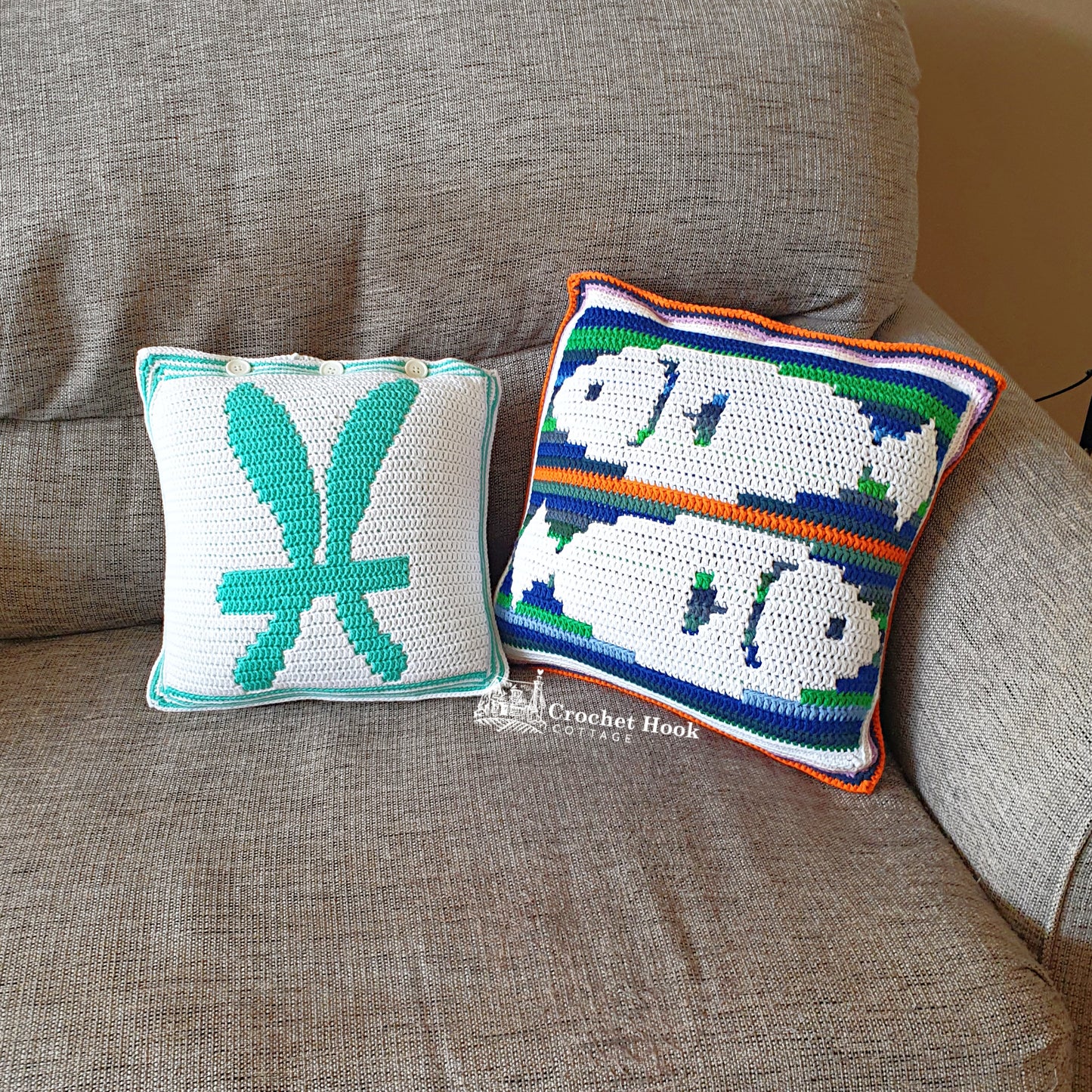 Crochet Pattern - Pisces Cushion Cover - mosaic crochet pattern