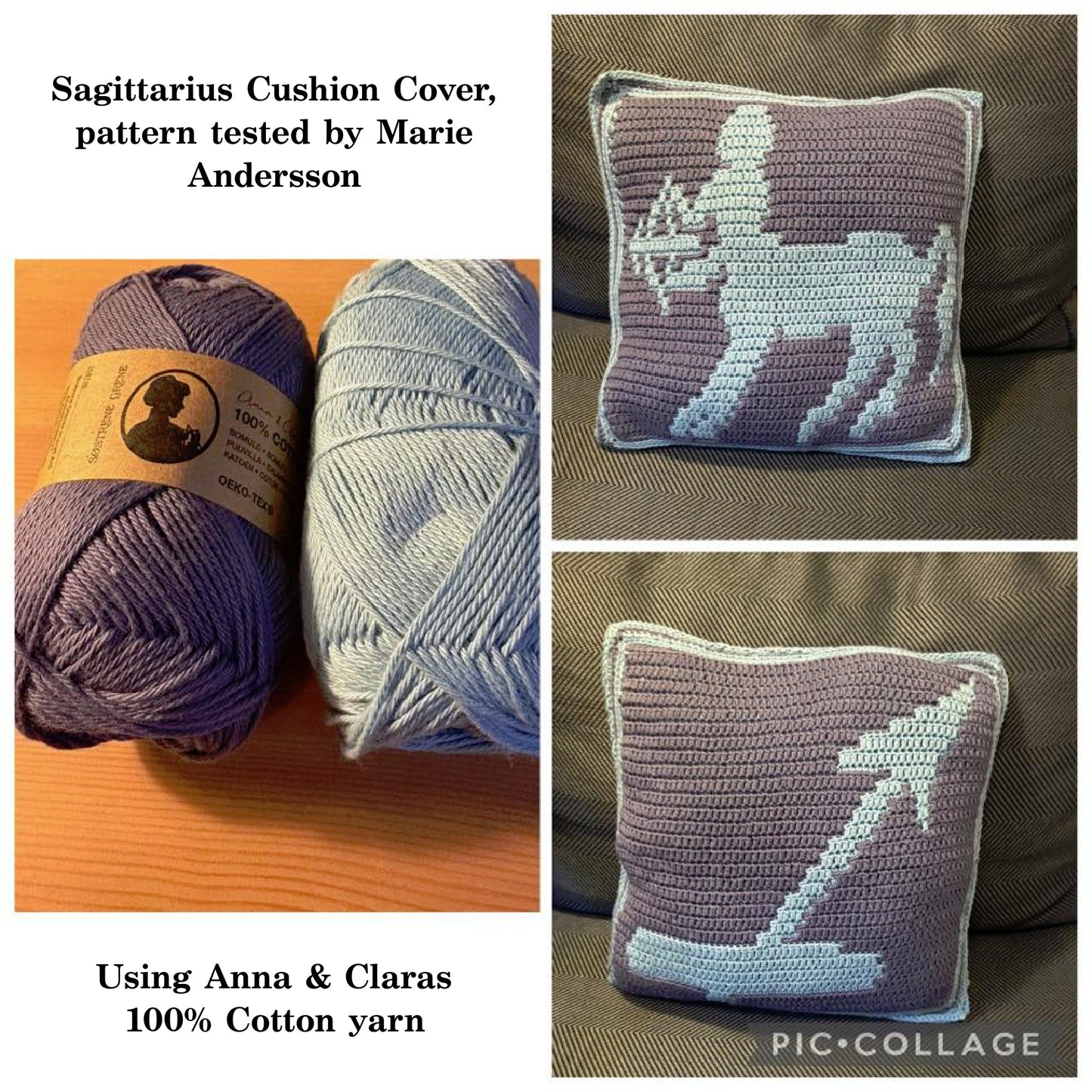 Crochet Pattern - Sagittarius Cushion Cover - mosaic crochet pattern