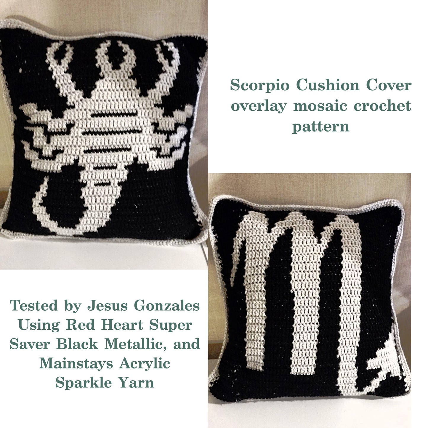 Crochet Pattern - Scorpio Cushion Cover - mosaic crochet pattern
