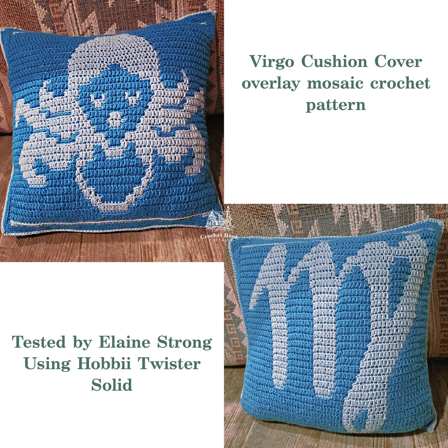 Crochet Pattern - Virgo Cushion Cover - mosaic crochet pattern
