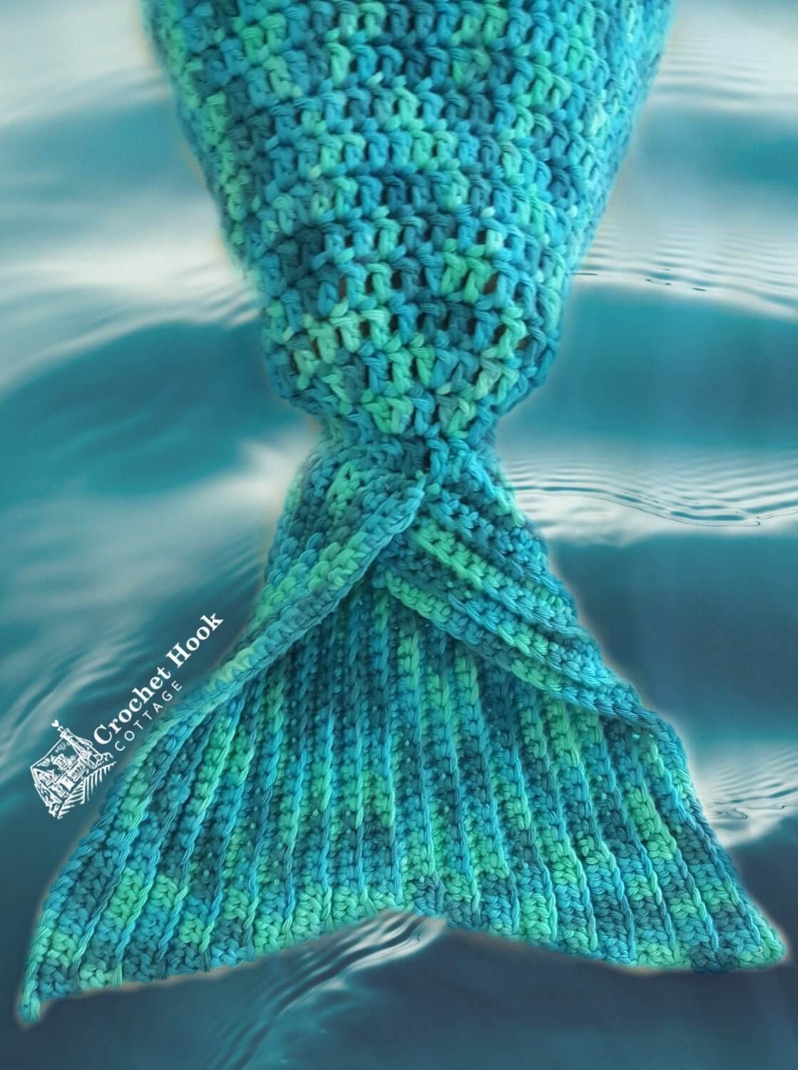 Blue Sea Baby Mermaid Cocoon - www.crochethookcottage.com