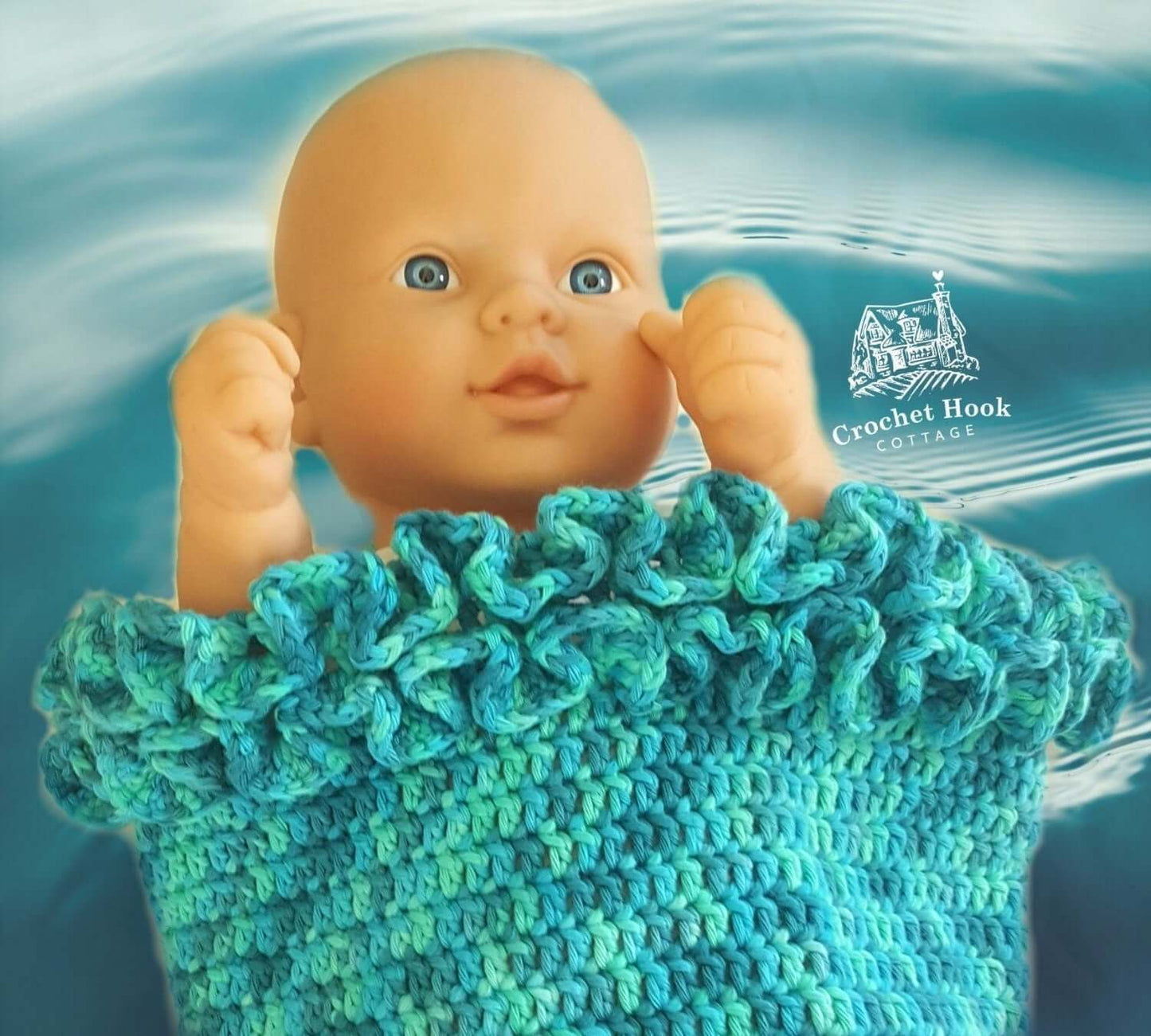 Blue Sea Baby Mermaid Cocoon - www.crochethookcottage.com