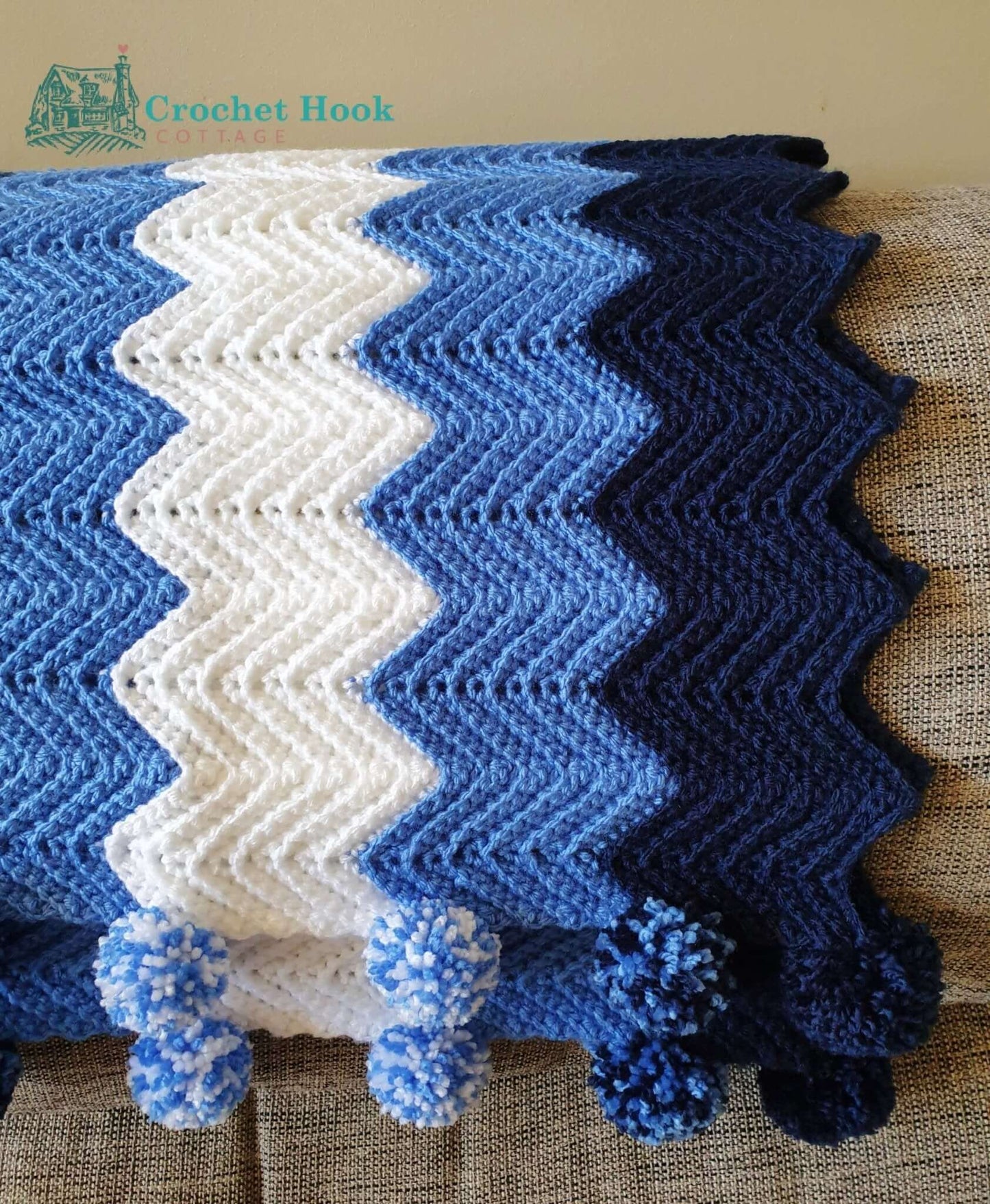 Chevron Striped Afghan - www.crochethookcottage.com