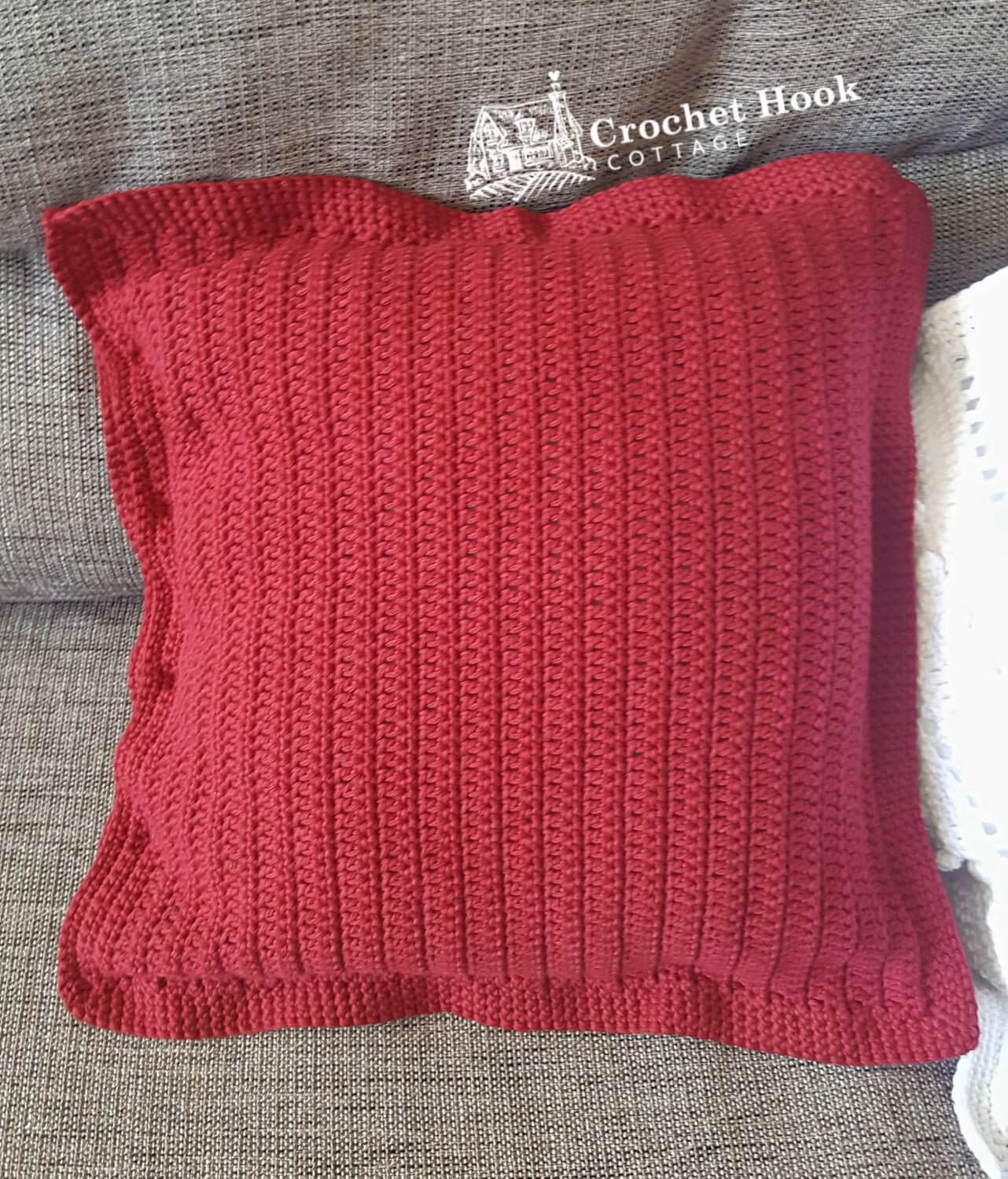 Christmas Red Cotton Cushion Cover "String of Pearls" - www.crochethookcottage.com