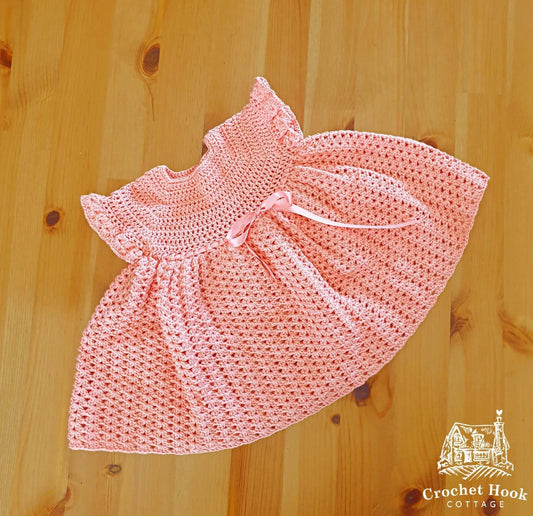 Coral Pink Princess Baby Dress - www.crochethookcottage.com