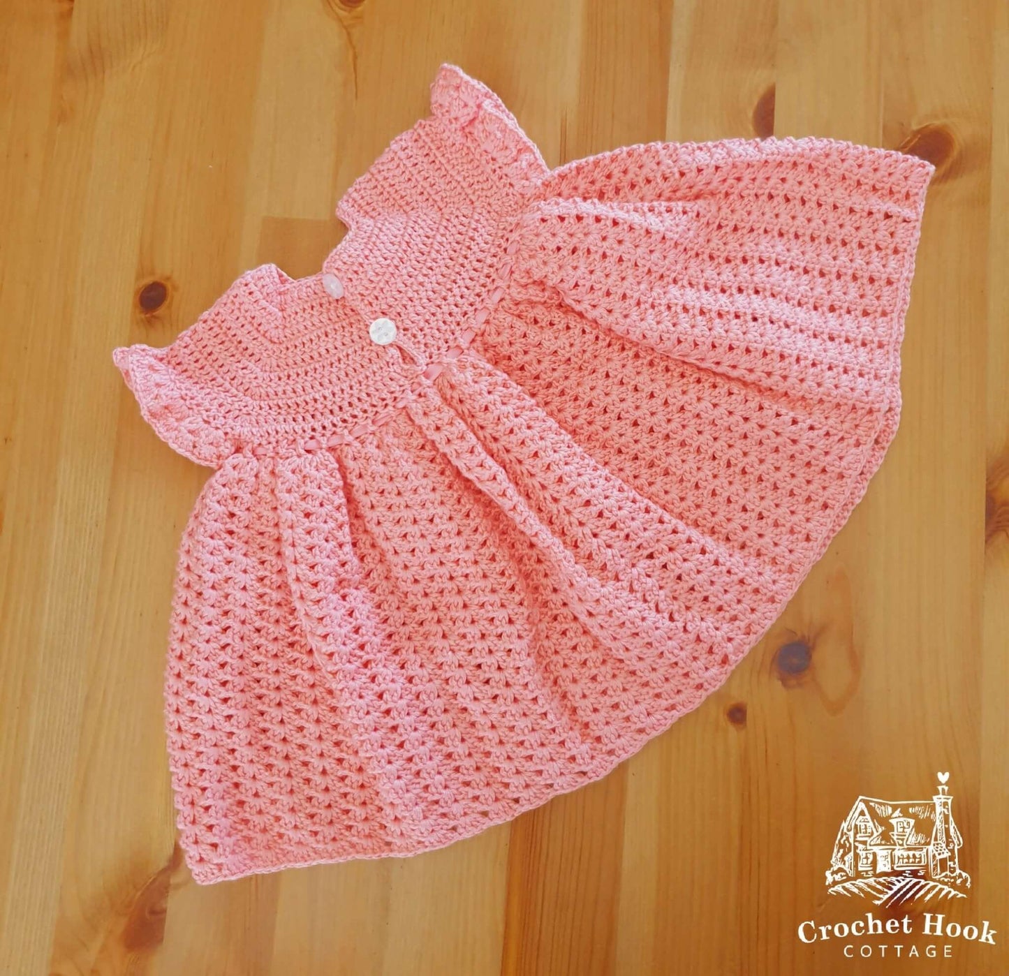 Coral Pink Princess Baby Dress - www.crochethookcottage.com