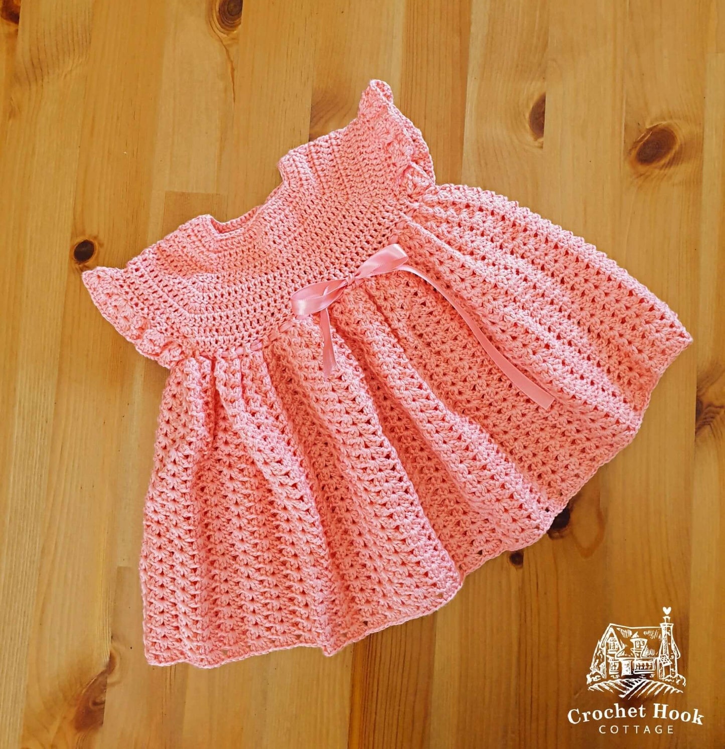 Coral Pink Princess Baby Dress - www.crochethookcottage.com