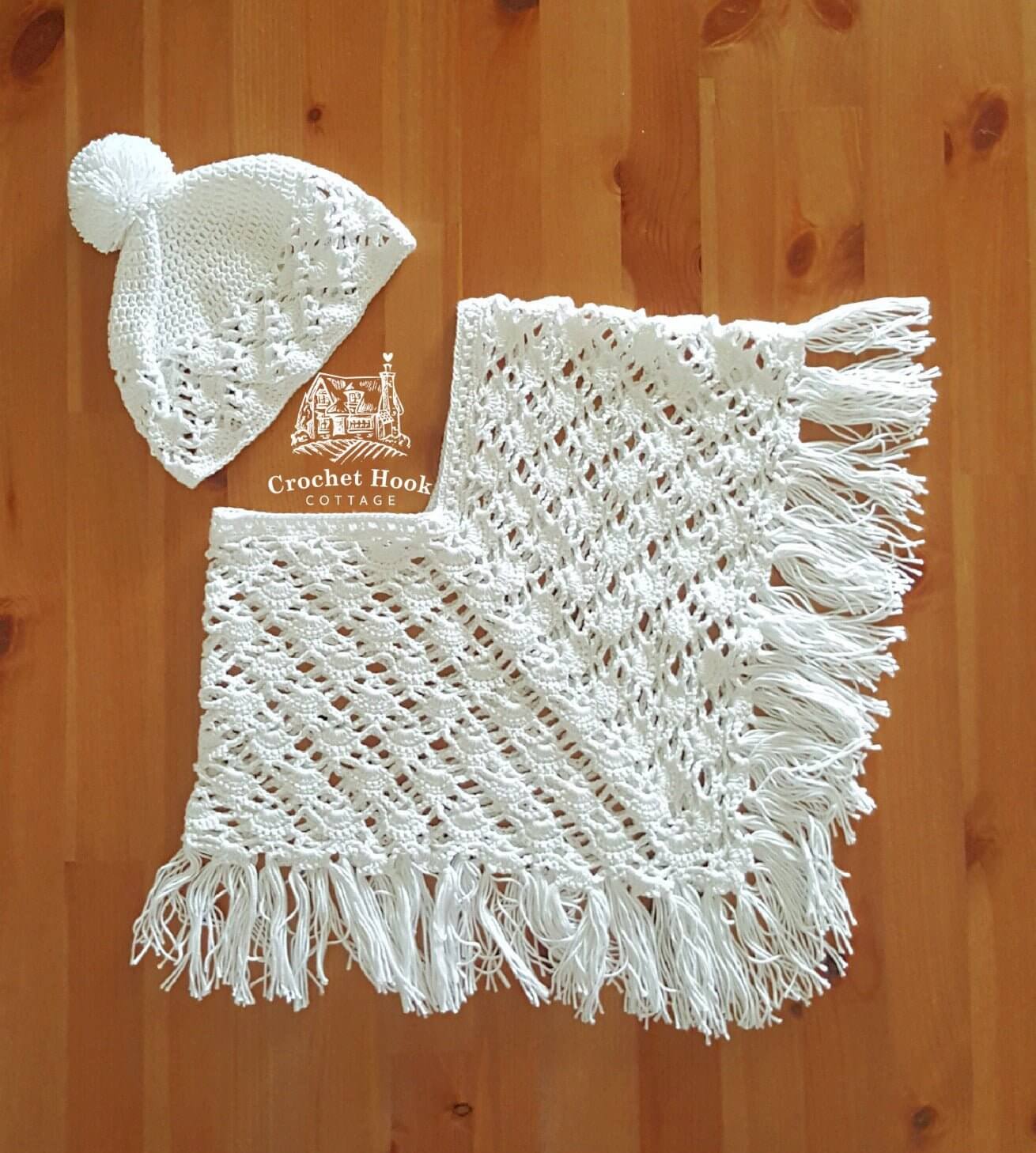 Ginger Baby Poncho and Hat Set - www.crochethookcottage.com