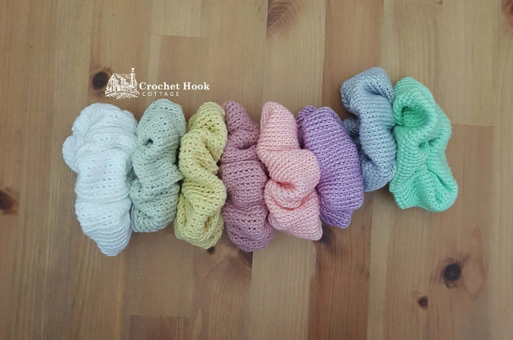 Hair Scrunchies, available in assorted colours - www.crochethookcottage.com