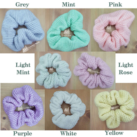 Hair Scrunchies, available in assorted colours - www.crochethookcottage.com