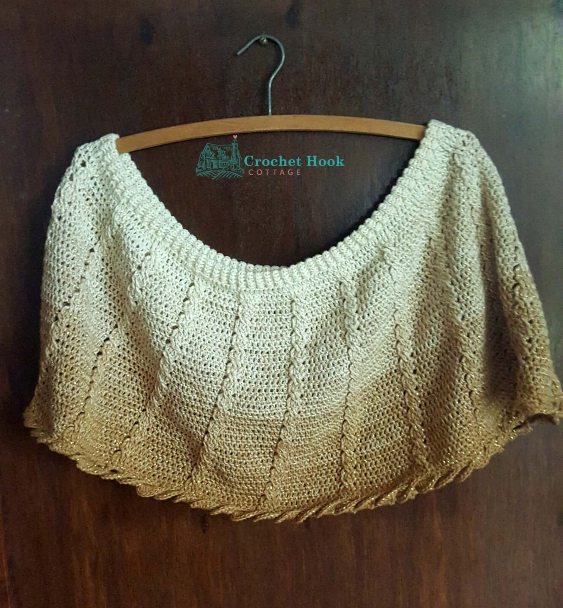 Ladies Short Cable Poncho - www.crochethookcottage.com