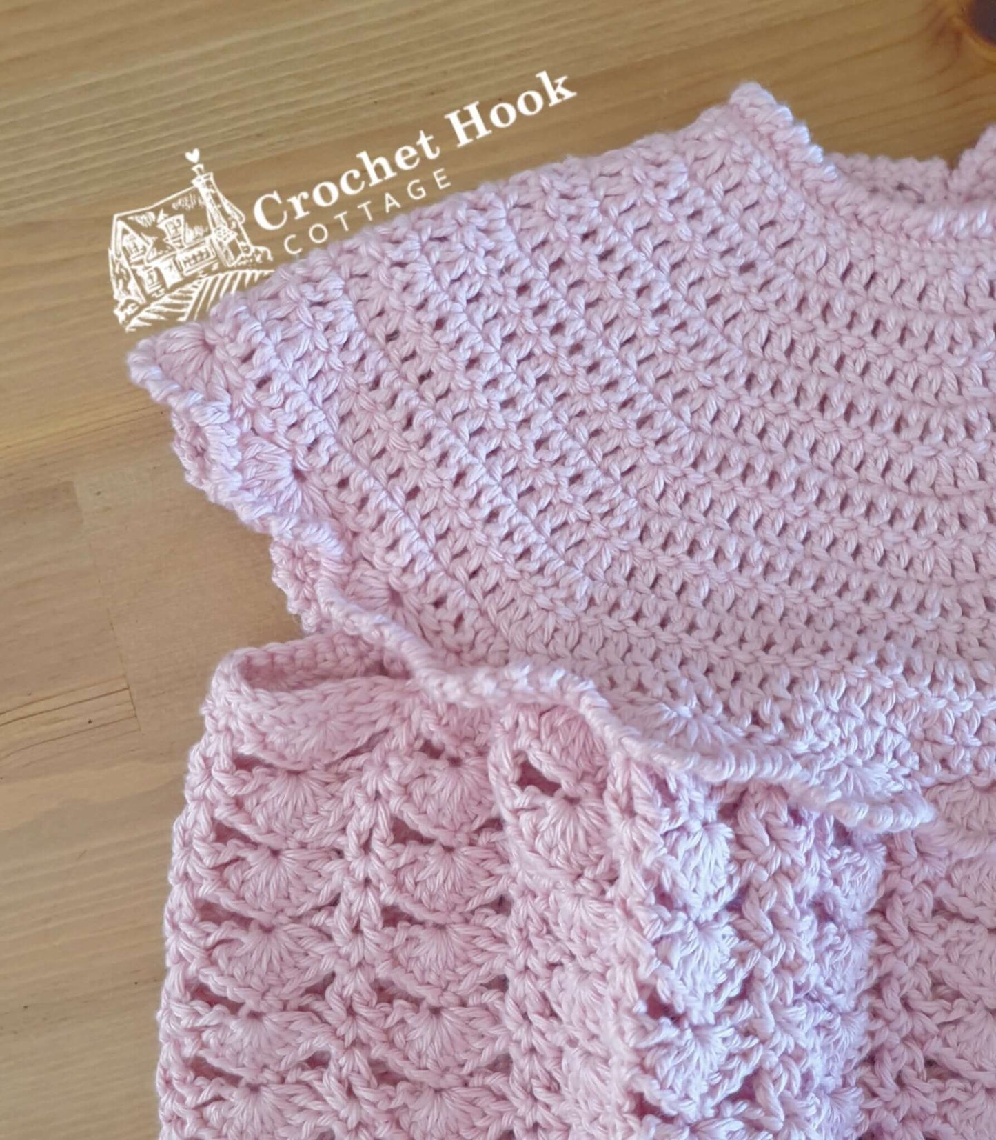 Light Rose Joyce Baby Dress - www.crochethookcottage.com