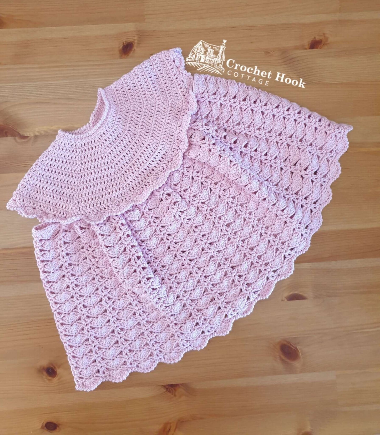 Light Rose Joyce Baby Dress - www.crochethookcottage.com