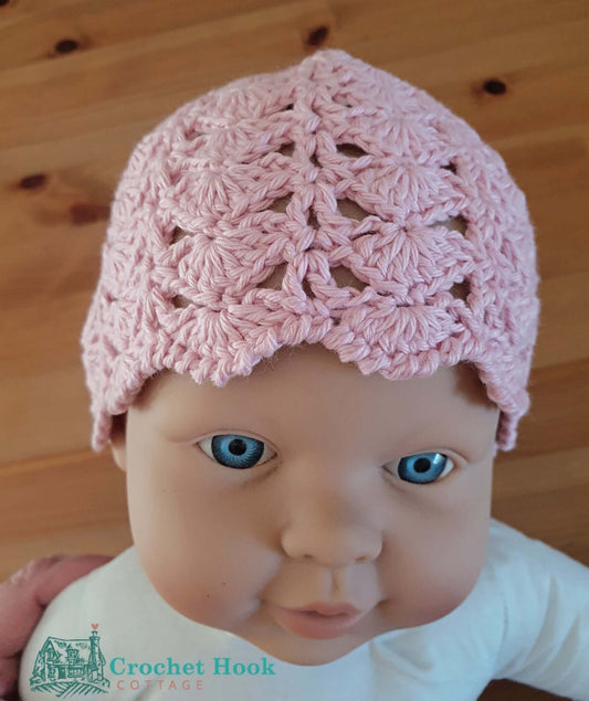 Light Rose Joyce Baby Hat - www.crochethookcottage.com