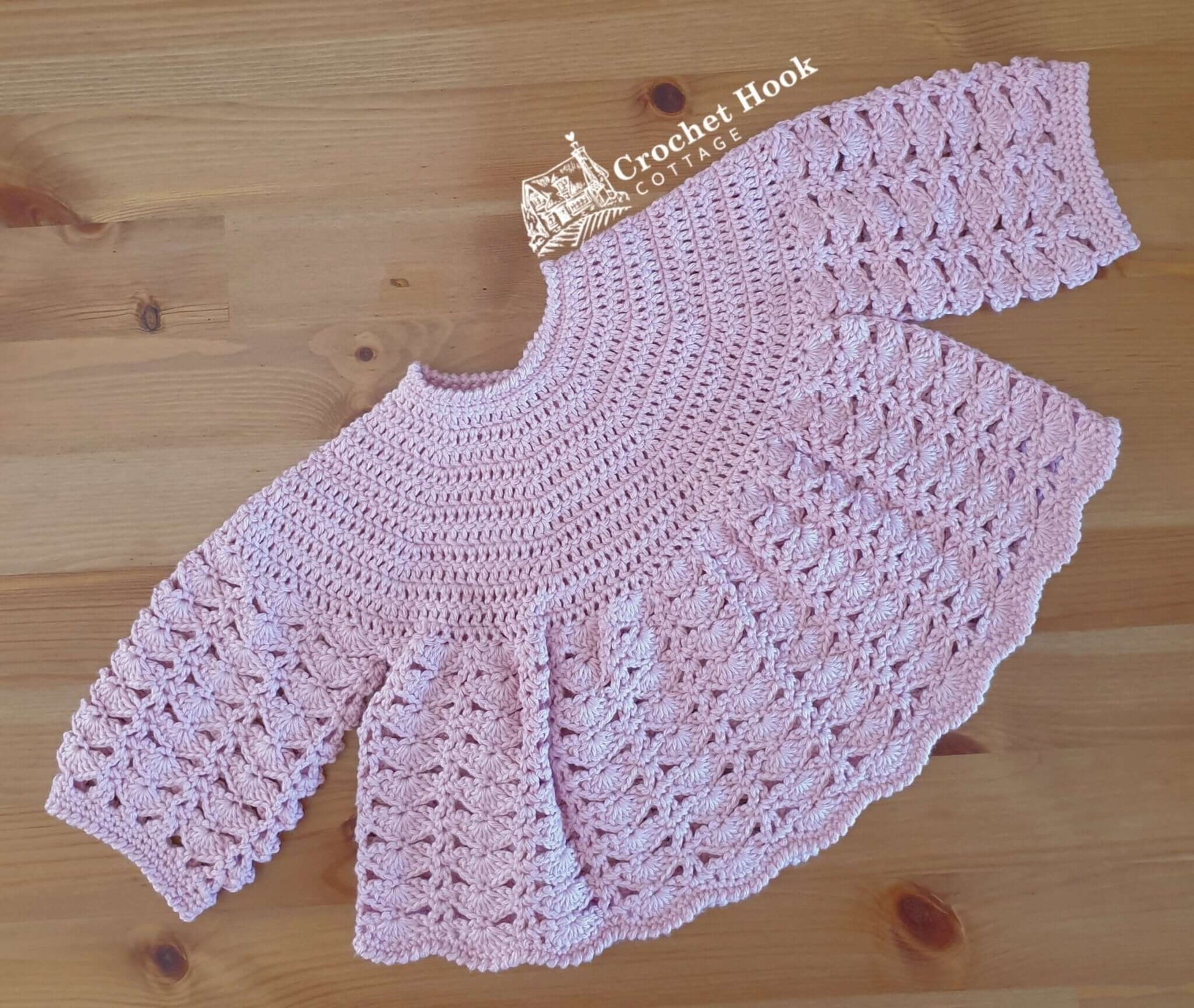 Light Rose Joyce Baby Jacket - www.crochethookcottage.com