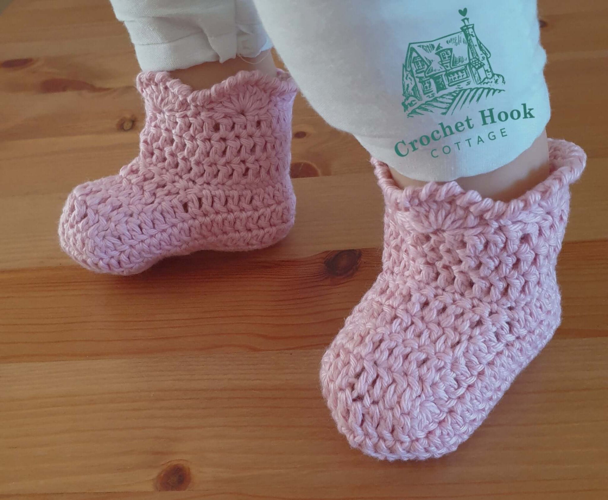 Light Rose Joyce Baby Sockettes - www.crochethookcottage.com