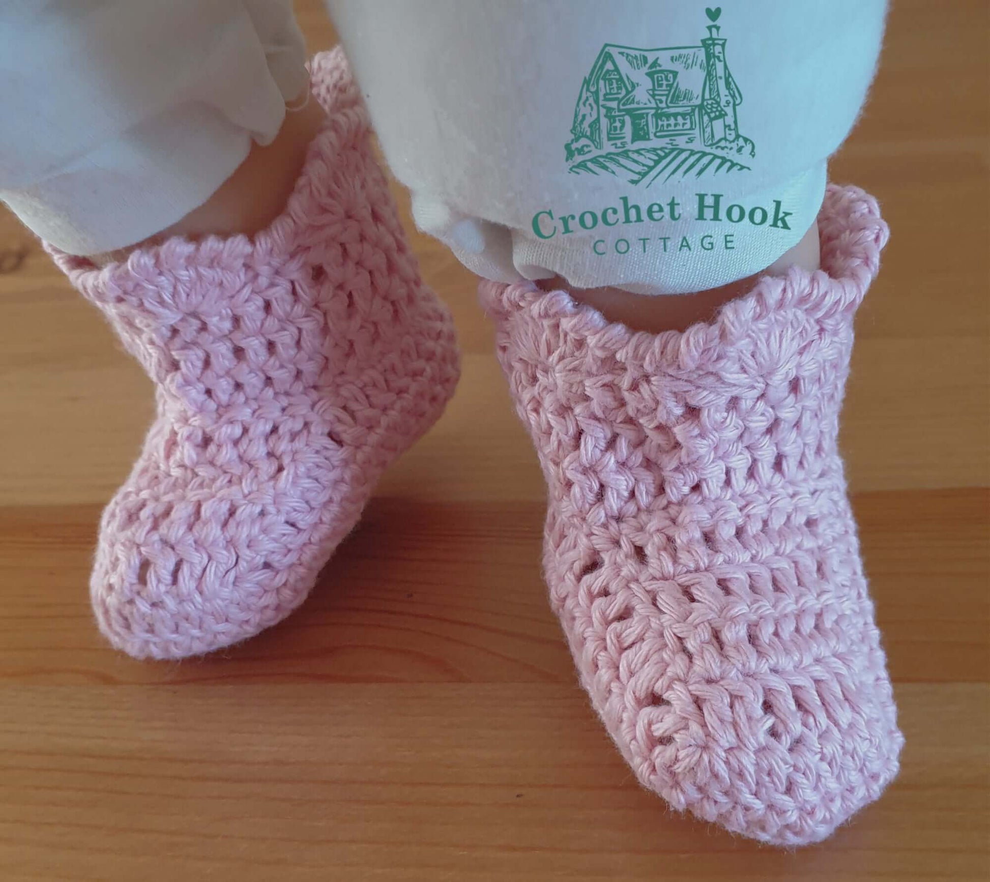 Light Rose Joyce Baby Sockettes - www.crochethookcottage.com