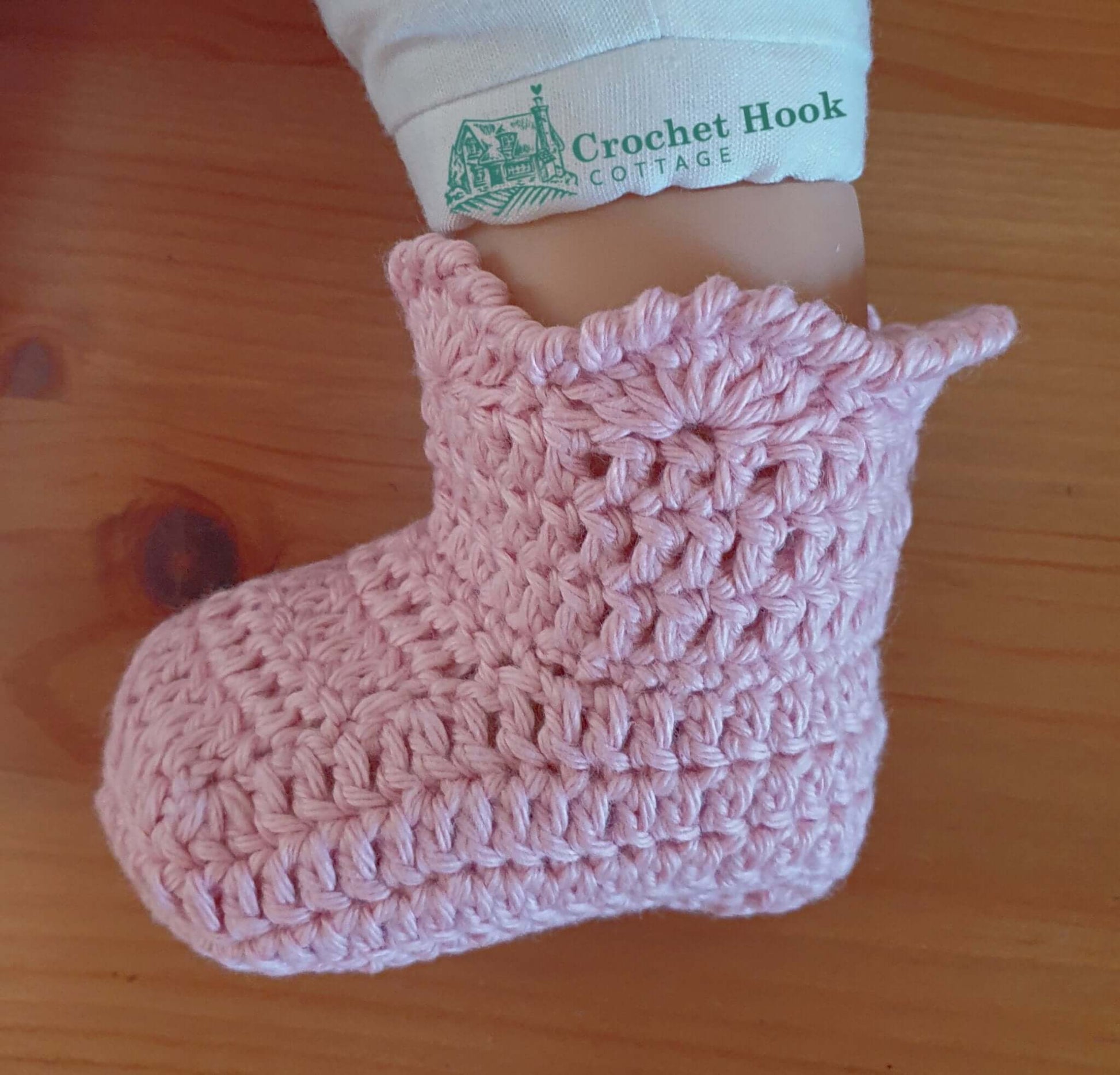 Light Rose Joyce Baby Sockettes - www.crochethookcottage.com