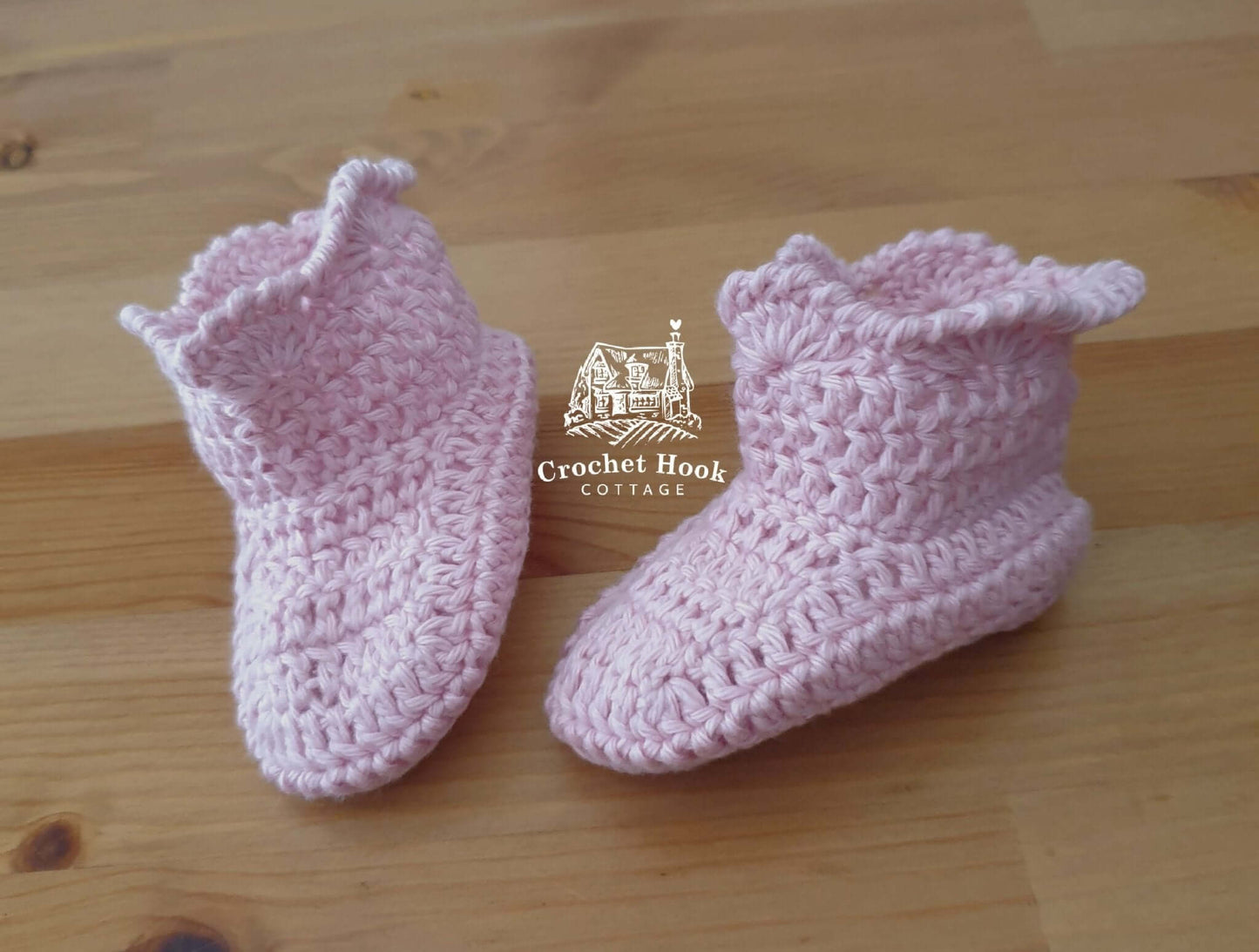 Light Rose Joyce Baby Sockettes - www.crochethookcottage.com