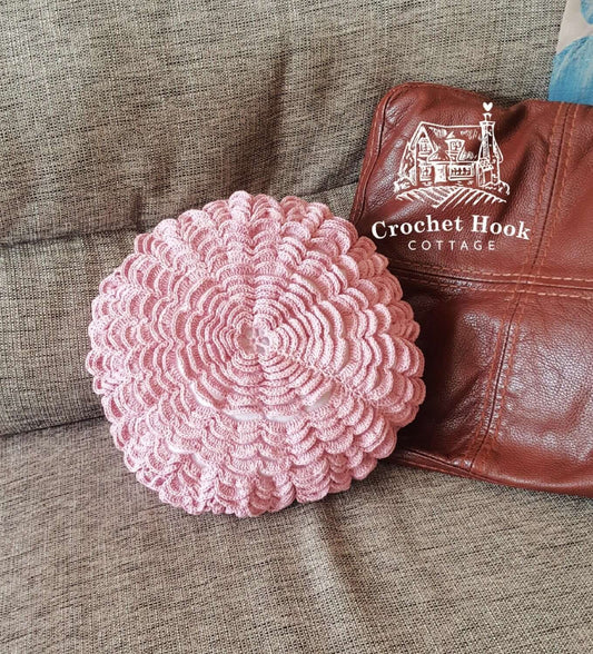 Light Rose Round Petal Cushion Cover - www.crochethookcottage.com