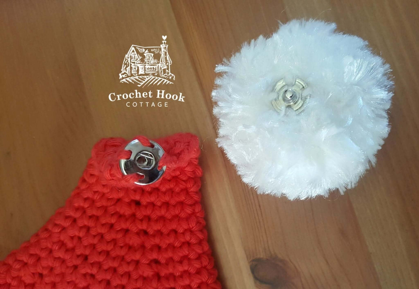 LIMITED EDITION - Crochet Santa Hat with Faux Fur Pom Pom, in five sizes, a size to fit every age! - www.crochethookcottage.com