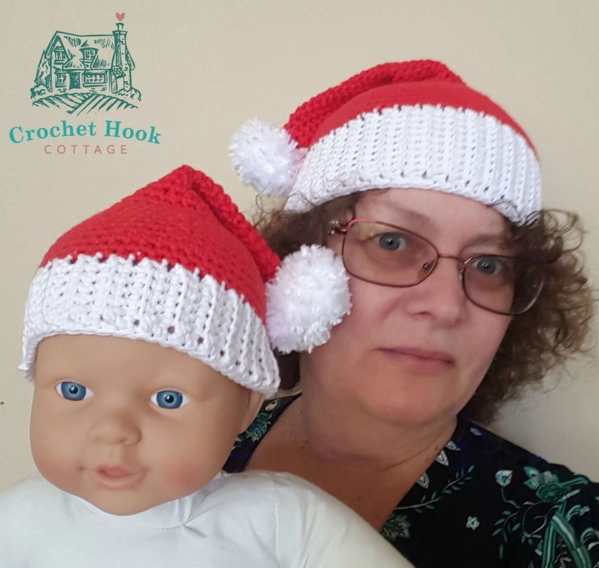 LIMITED EDITION - Crochet Santa Hat with Faux Fur Pom Pom, in five sizes, a size to fit every age! - www.crochethookcottage.com