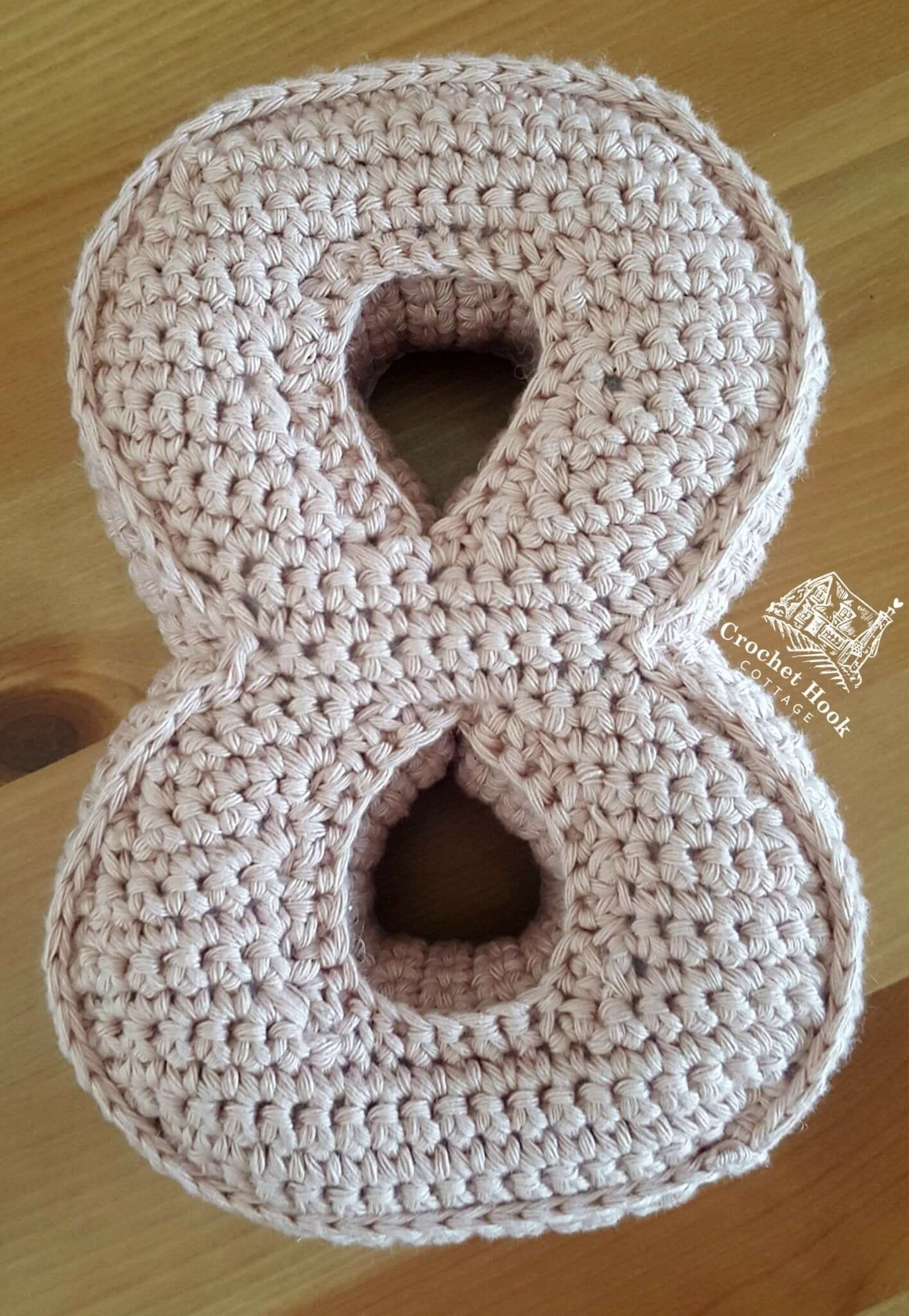 Number Eight, Crochet Numbers, 3D soft numerals - www.crochethookcottage.com