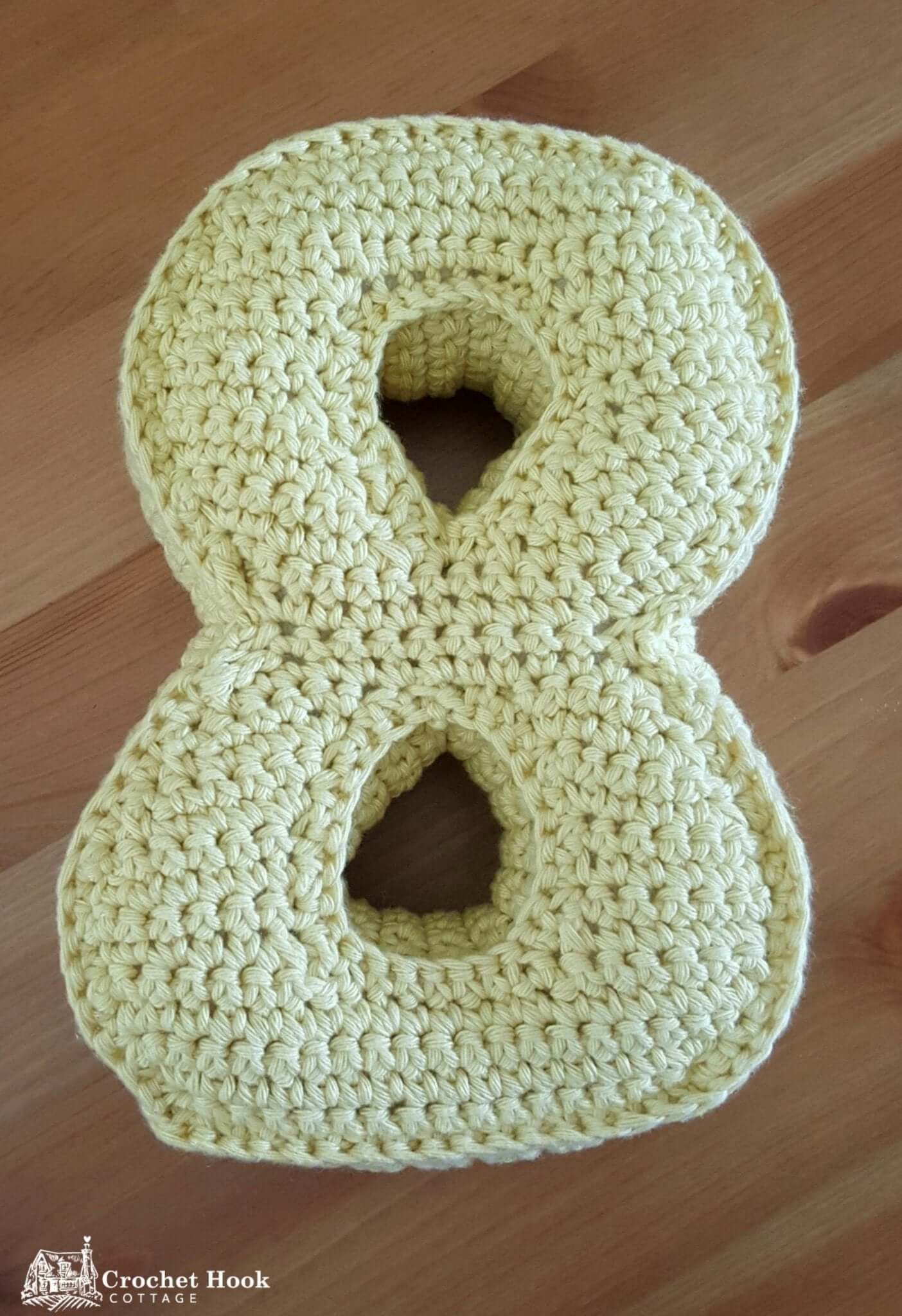 Number Eight, Crochet Numbers, 3D soft numerals - www.crochethookcottage.com