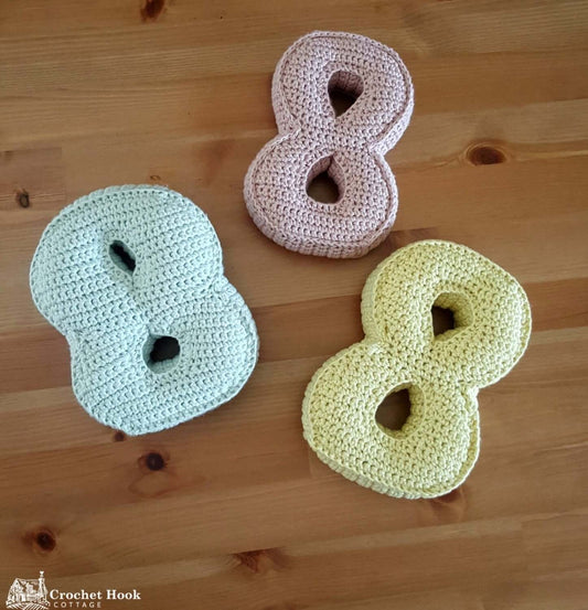 Number Eight, Crochet Numbers, 3D soft numerals - www.crochethookcottage.com