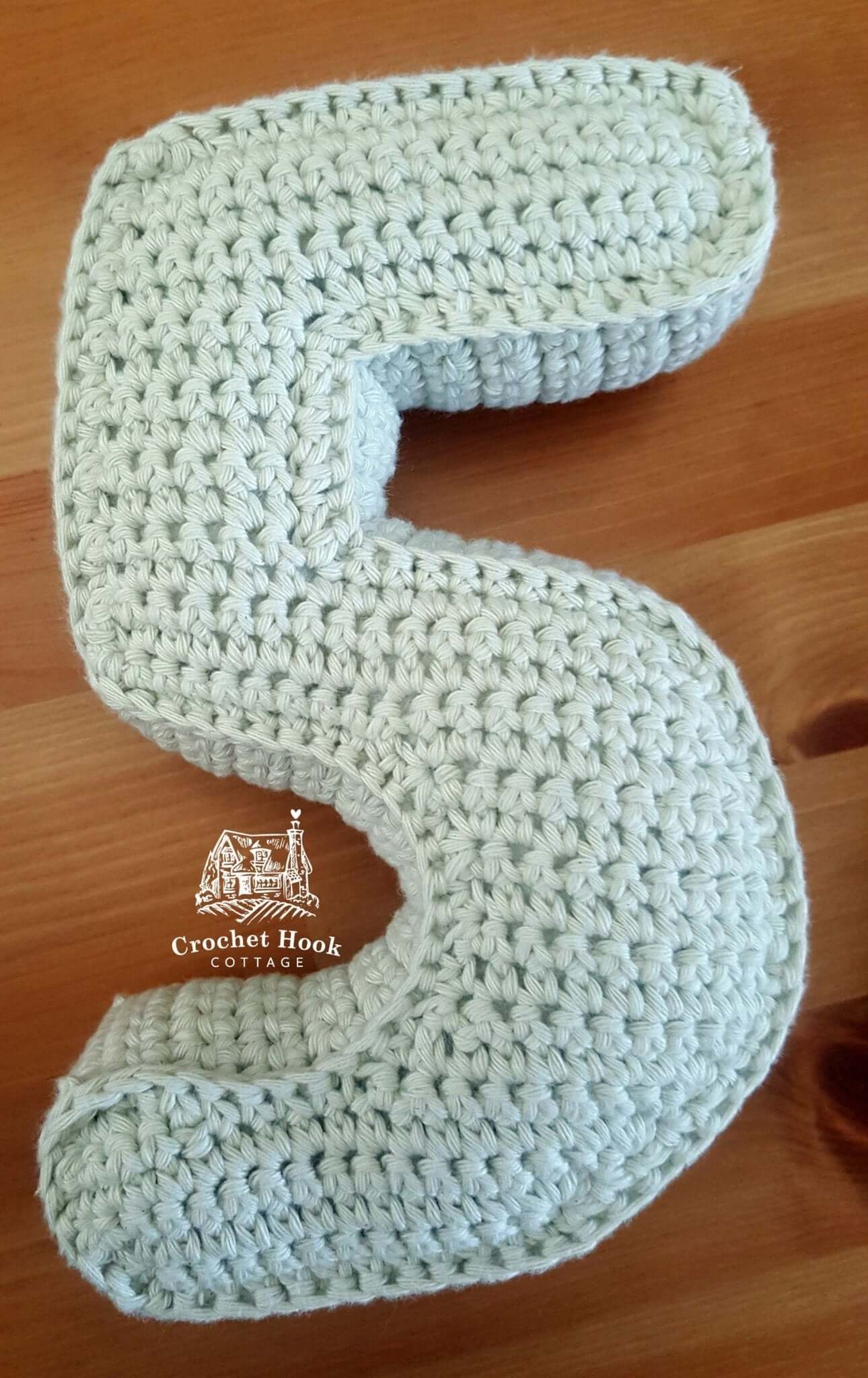 Number Five, Crochet Numbers, 3D soft numerals - www.crochethookcottage.com