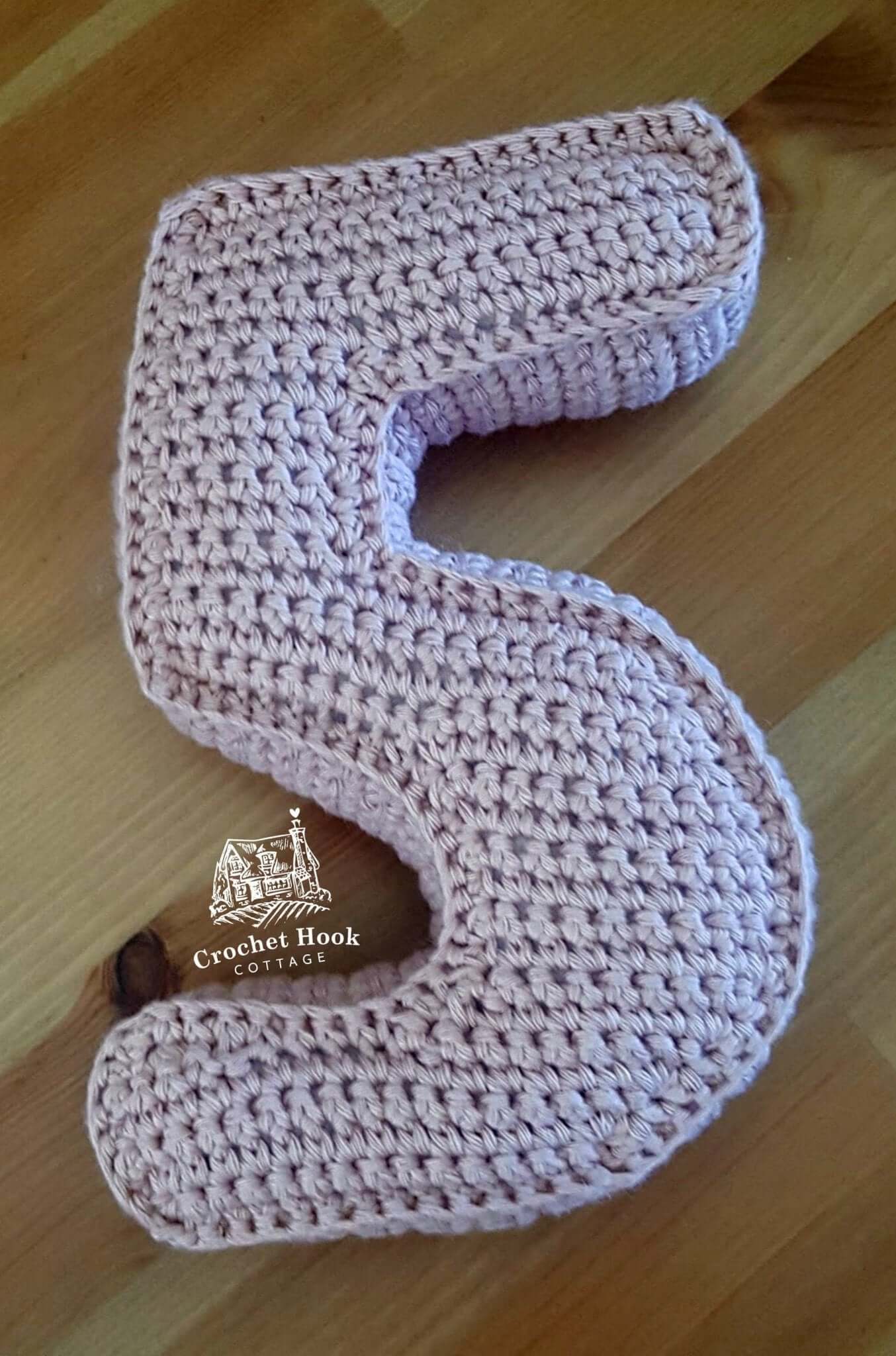 Number Five, Crochet Numbers, 3D soft numerals - www.crochethookcottage.com