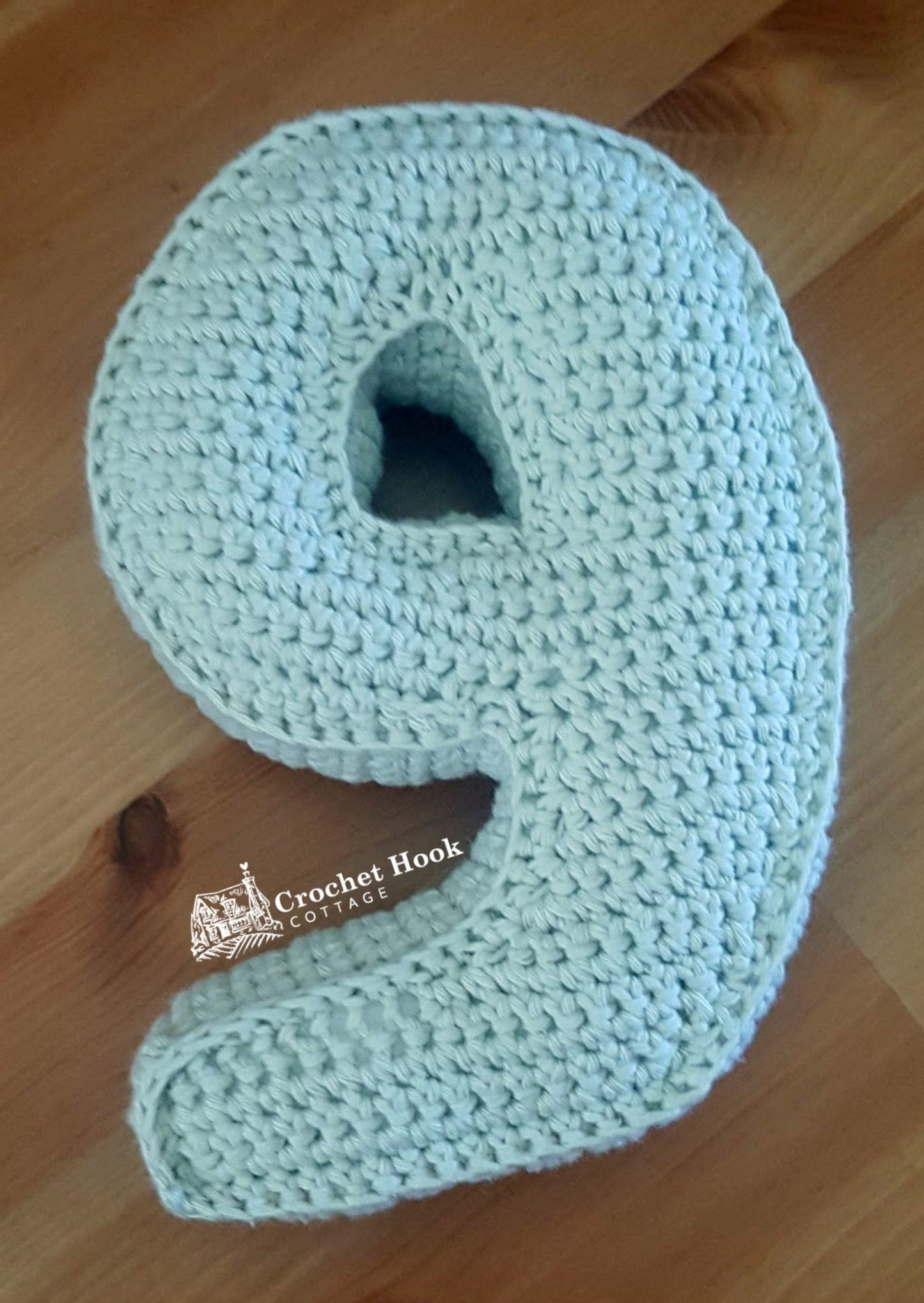 Number Nine, Crochet Numbers, 3D soft numerals - www.crochethookcottage.com