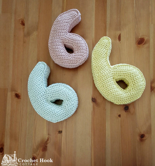 Number Six, Crochet Numbers, 3D soft numerals - www.crochethookcottage.com