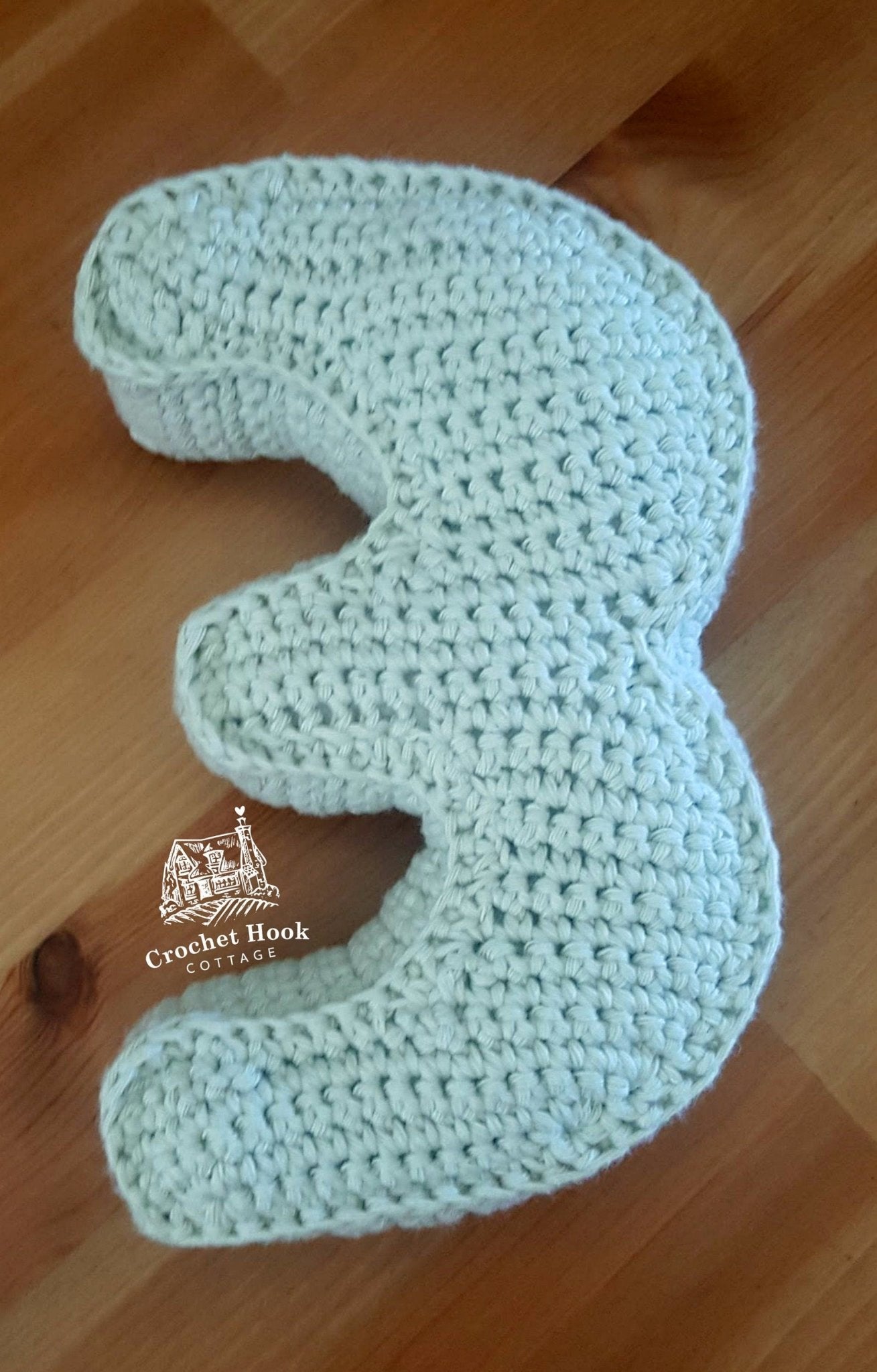 Number Three, Crochet Numbers, 3D soft numerals - www.crochethookcottage.com