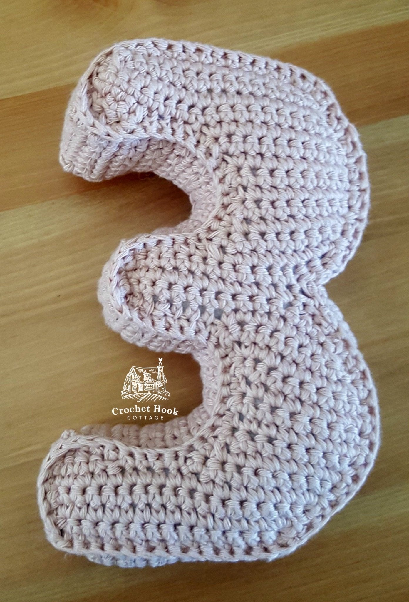 Number Three, Crochet Numbers, 3D soft numerals - www.crochethookcottage.com