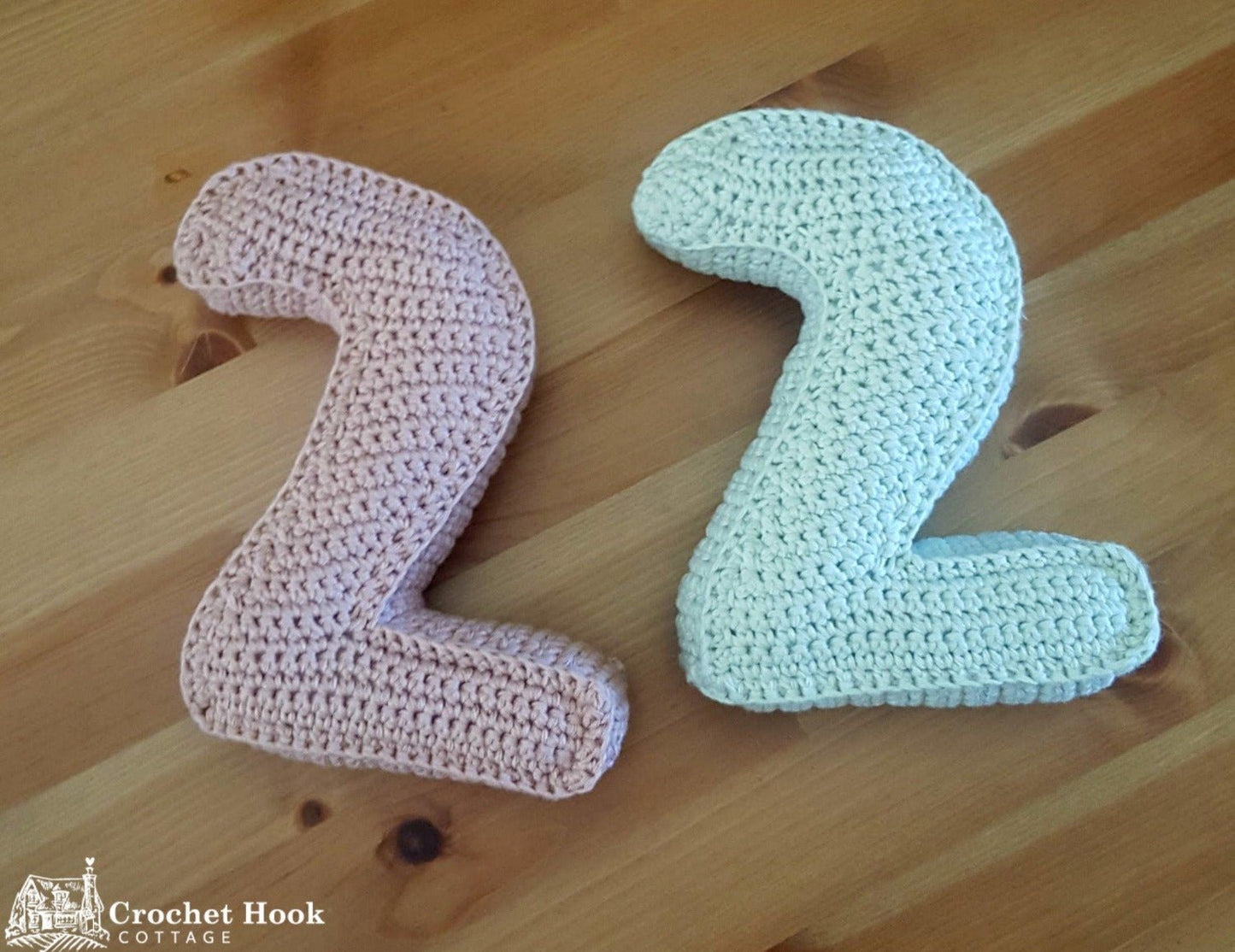 Number Two, Crochet Numbers, 3D soft numerals - www.crochethookcottage.com