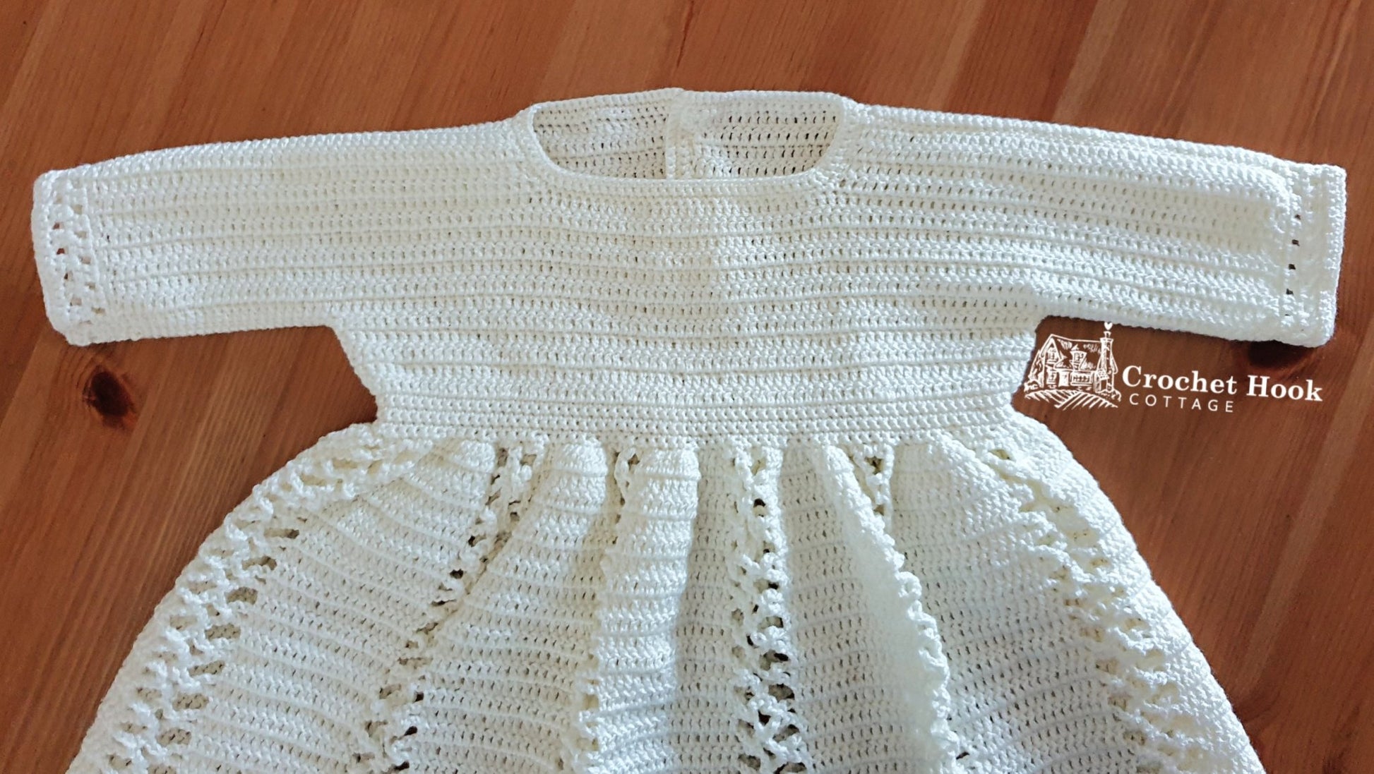 Off-White Sally Toddlers Dress - www.crochethookcottage.com