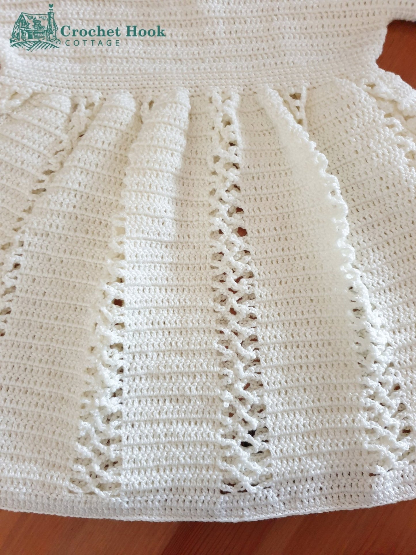 Off-White Sally Toddlers Dress - www.crochethookcottage.com