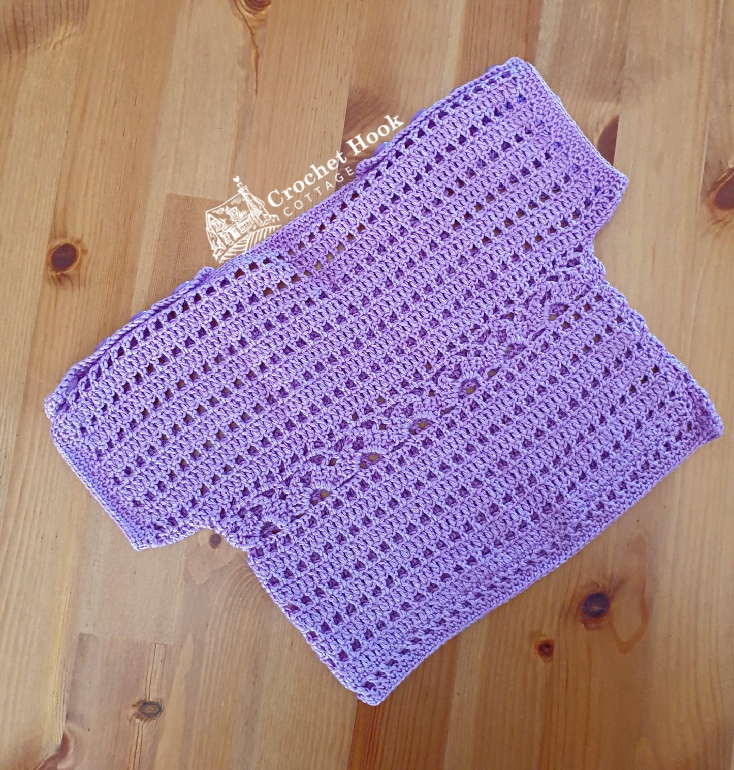 back view of the Purple Cuddles Baby Shirt, fits babies 6 to 12 months old - www.crochethookcottage.com