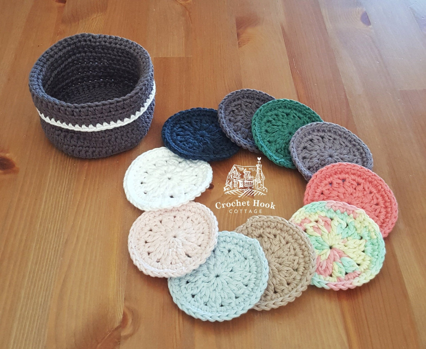 Reusable Face Scrubbies & Basket Set - www.crochethookcottage.com