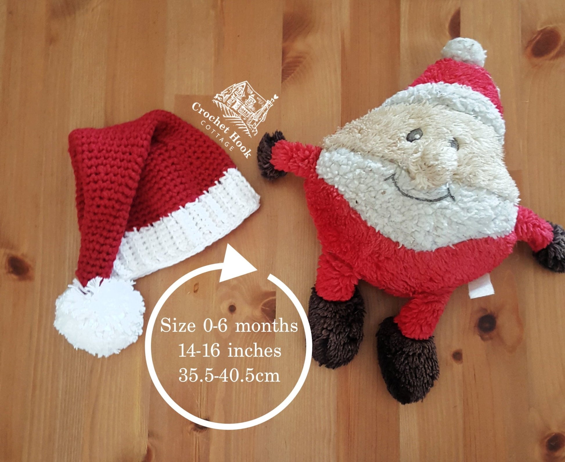 crocheted red and white santa hat, baby santa hat, handmade santa hat to fit baby age 0 to 6 months old