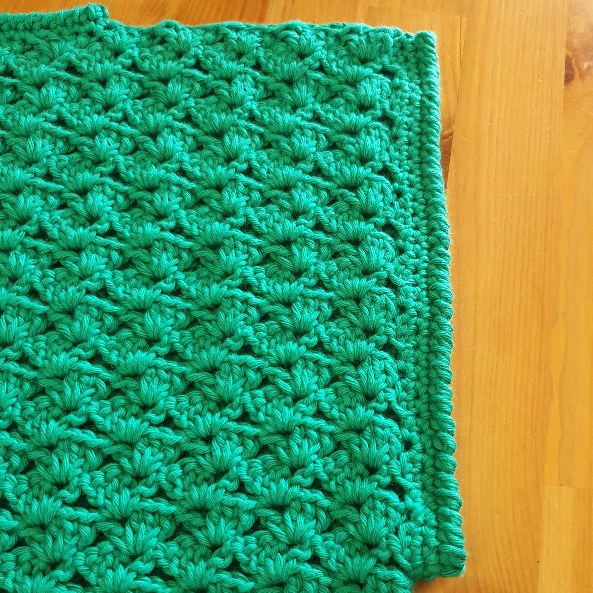 close up of the sleeve edging of the green Shell-patterned Sleeveless Ladies Top, size ladies medium - www.crochethookcottage.com