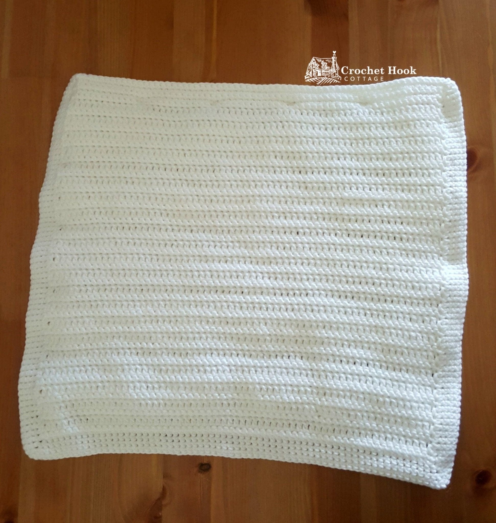 Back view of white String of Pearls Cushion Cover - www.crochethookcottage.com