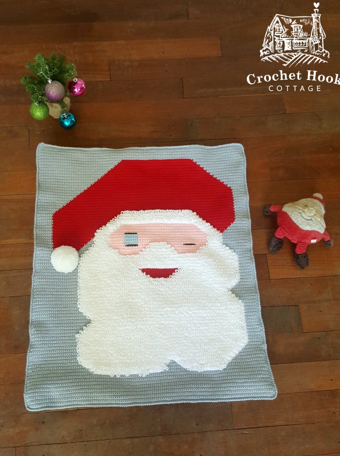 Winking Santa Claus Rug - www.crochethookcottage.com