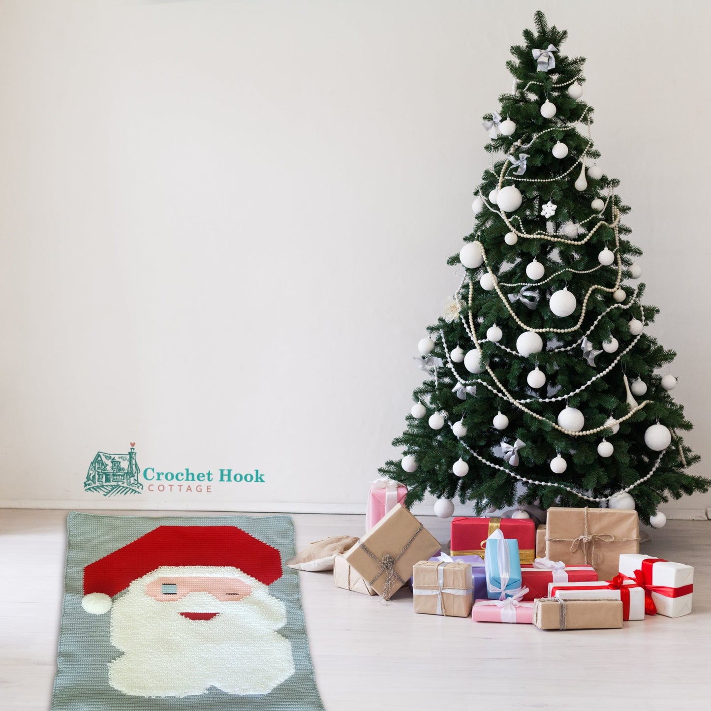 Winking Santa Claus Rug - www.crochethookcottage.com